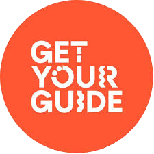 Get Your Guide logo in white text on an orange circle background.